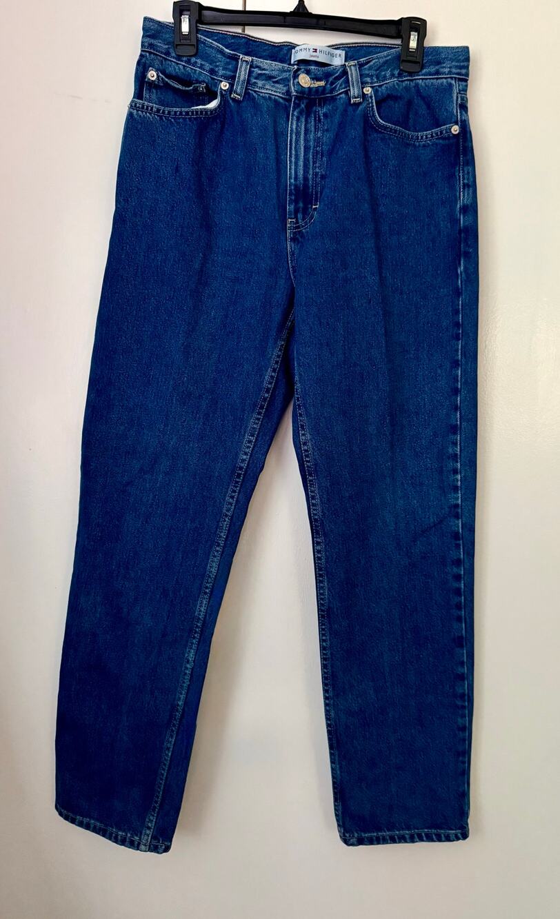 Vintage Y2K Tommy Hilfiger Designer Blue Denim Mid Rise Skinny Jeans Size 12 31"